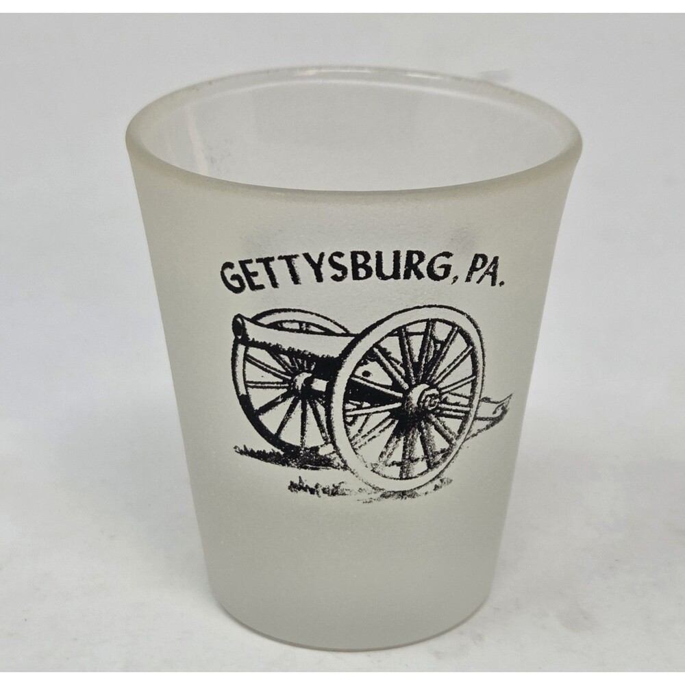 Vintage Gettysburg PA‎ Frosted Shot Glass Civil War Cannon Souvenir
